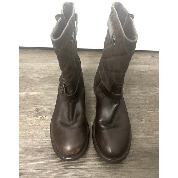 Aquatalia Sherry Brown Leather/Quilted Mid-calf Moto Winter Boot - Picture 2 of 7